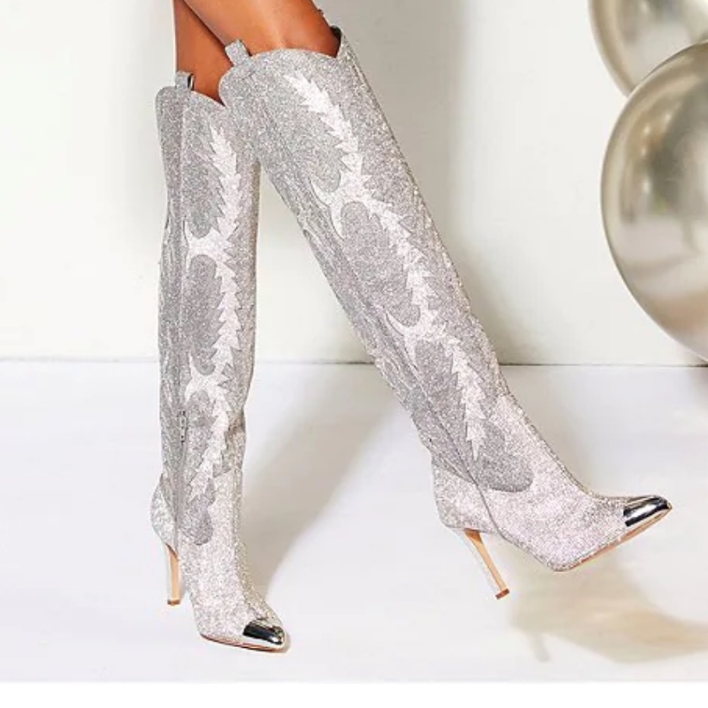Gianni Bini Katyanna Over-the-Knee Rhinestone Embellished Western Dress Boots
